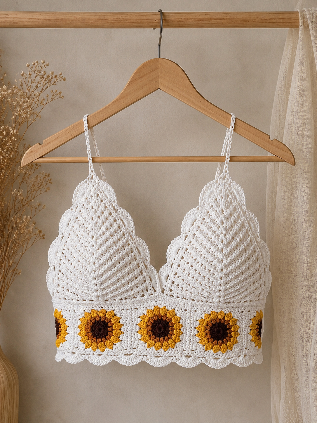THE RHEA SUNFLOWER HALTER TOP