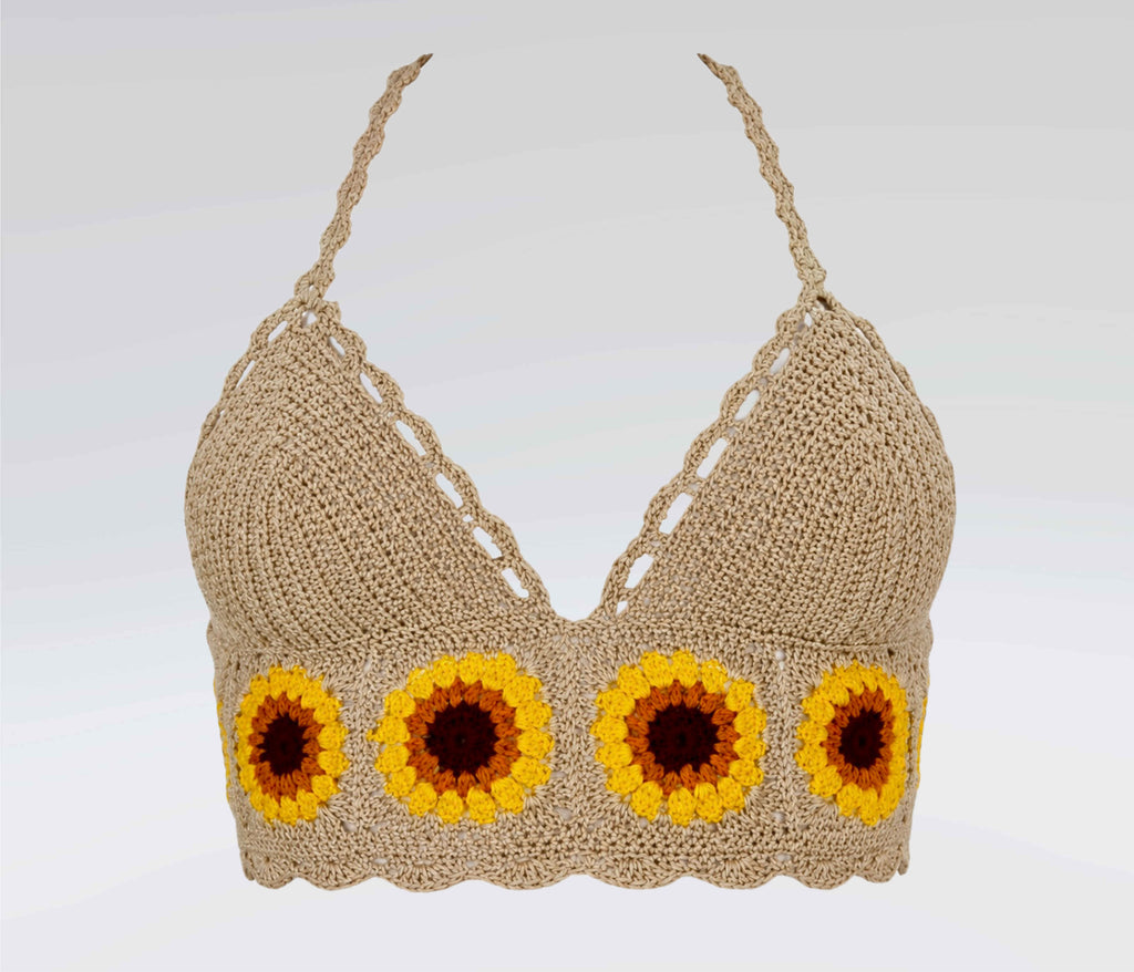 THE RHEA SUNFLOWER HALTER TOP