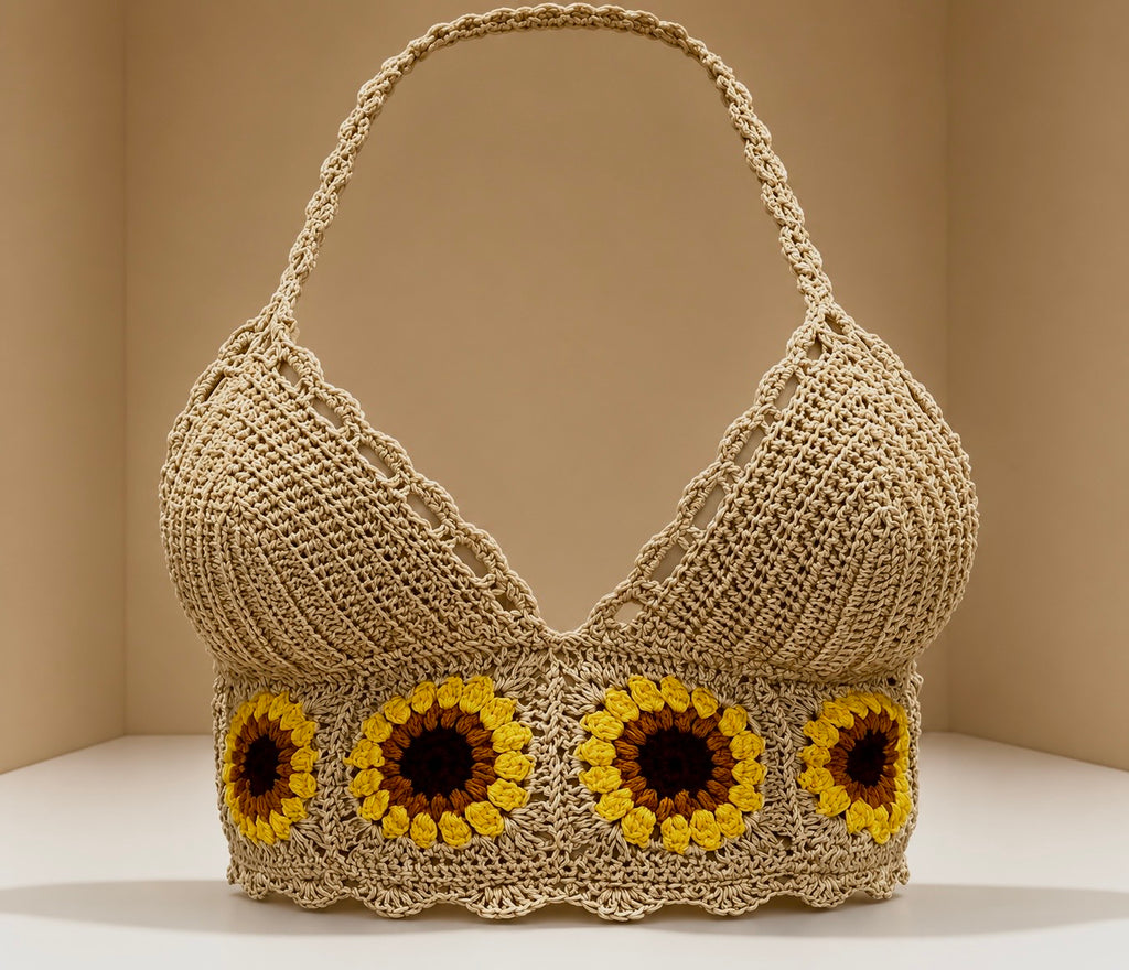 THE RHEA SUNFLOWER HALTER TOP