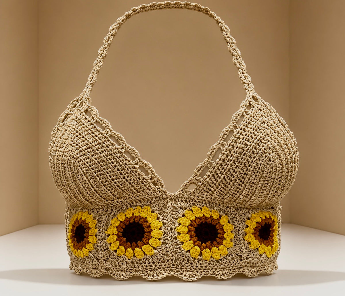 THE RHEA SUNFLOWER HALTER TOP